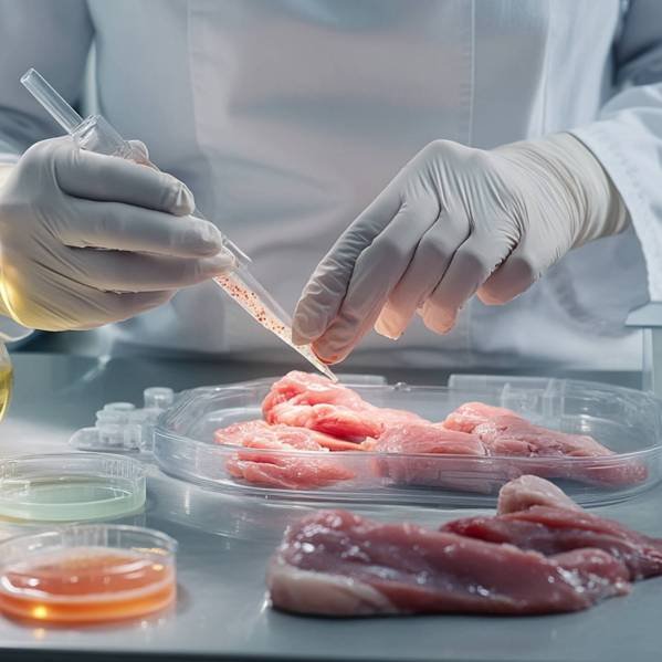 Quality control expert inspecting at food specimen Quality control expert inspecting at food specimen in the laboratory